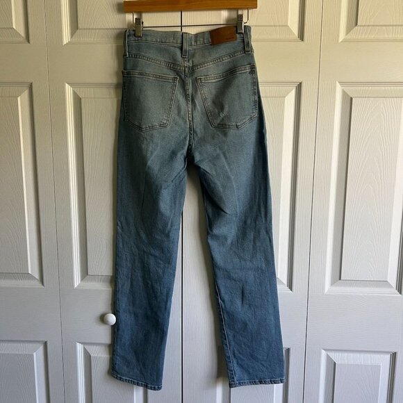 Madewell Perfect Vintage Straight Danby Wash Blue Knee Rip Jeans Women's Size 24 - Picture 8 of 11